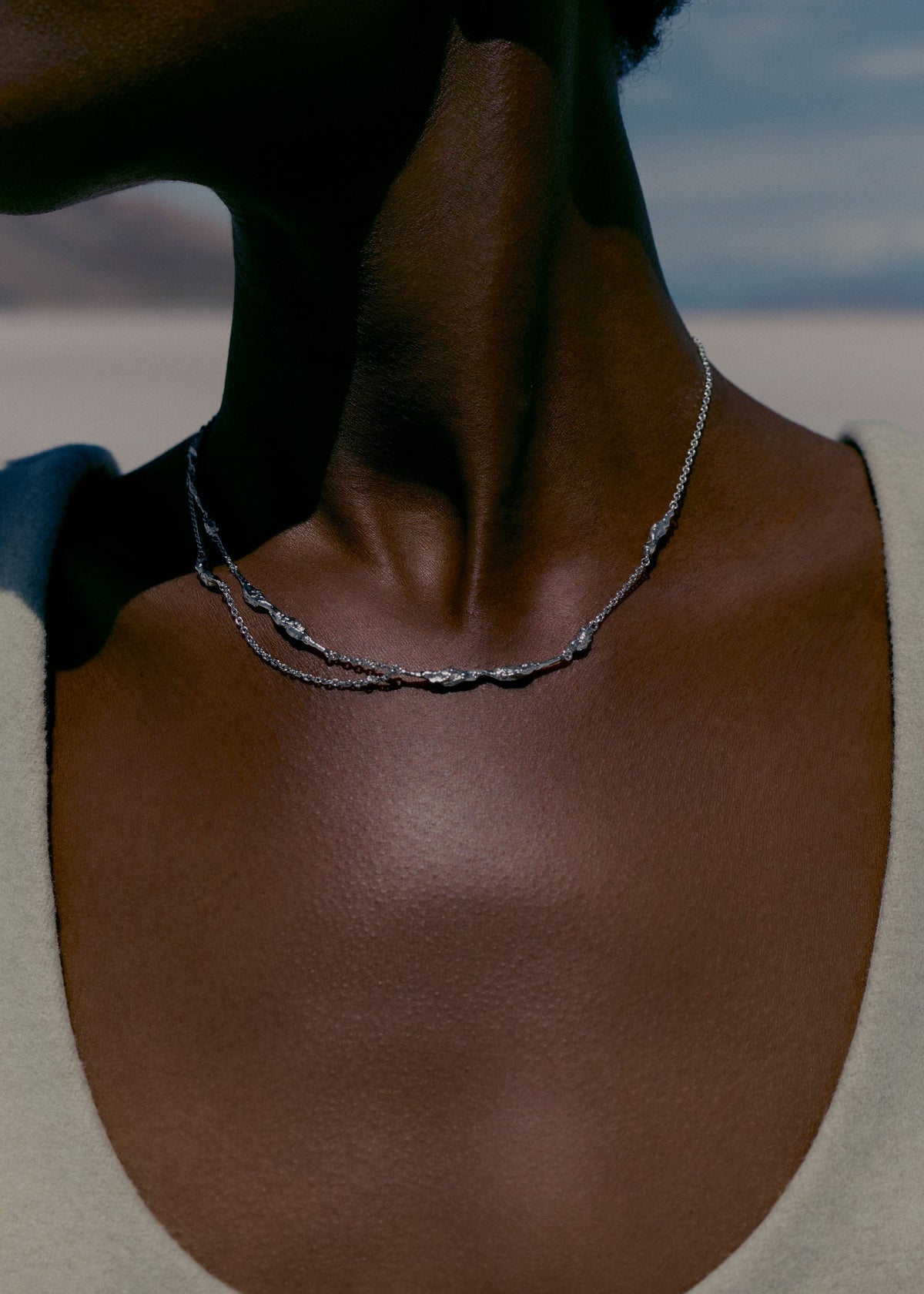 Double Chaîne Eroz - Argentée en laiton rhodié