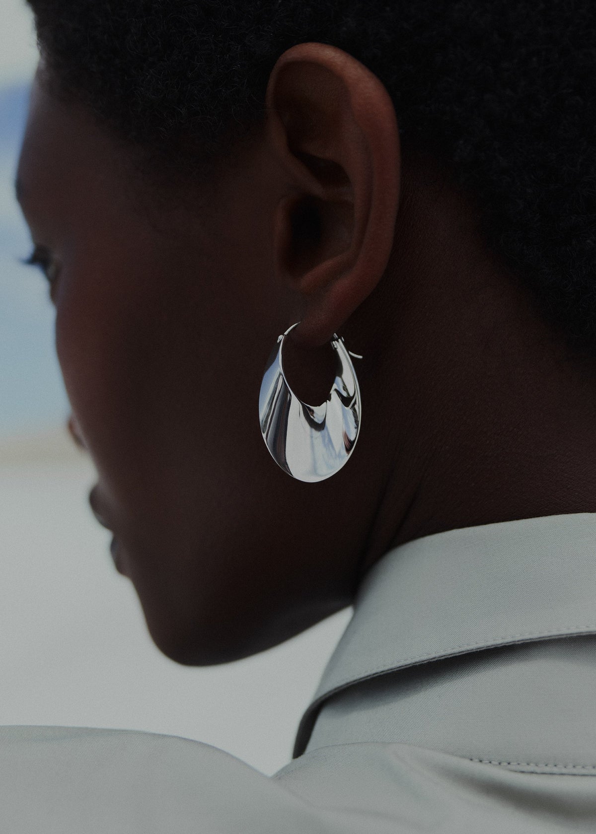 Créoles Slim Éole - Argentée en laiton rhodié