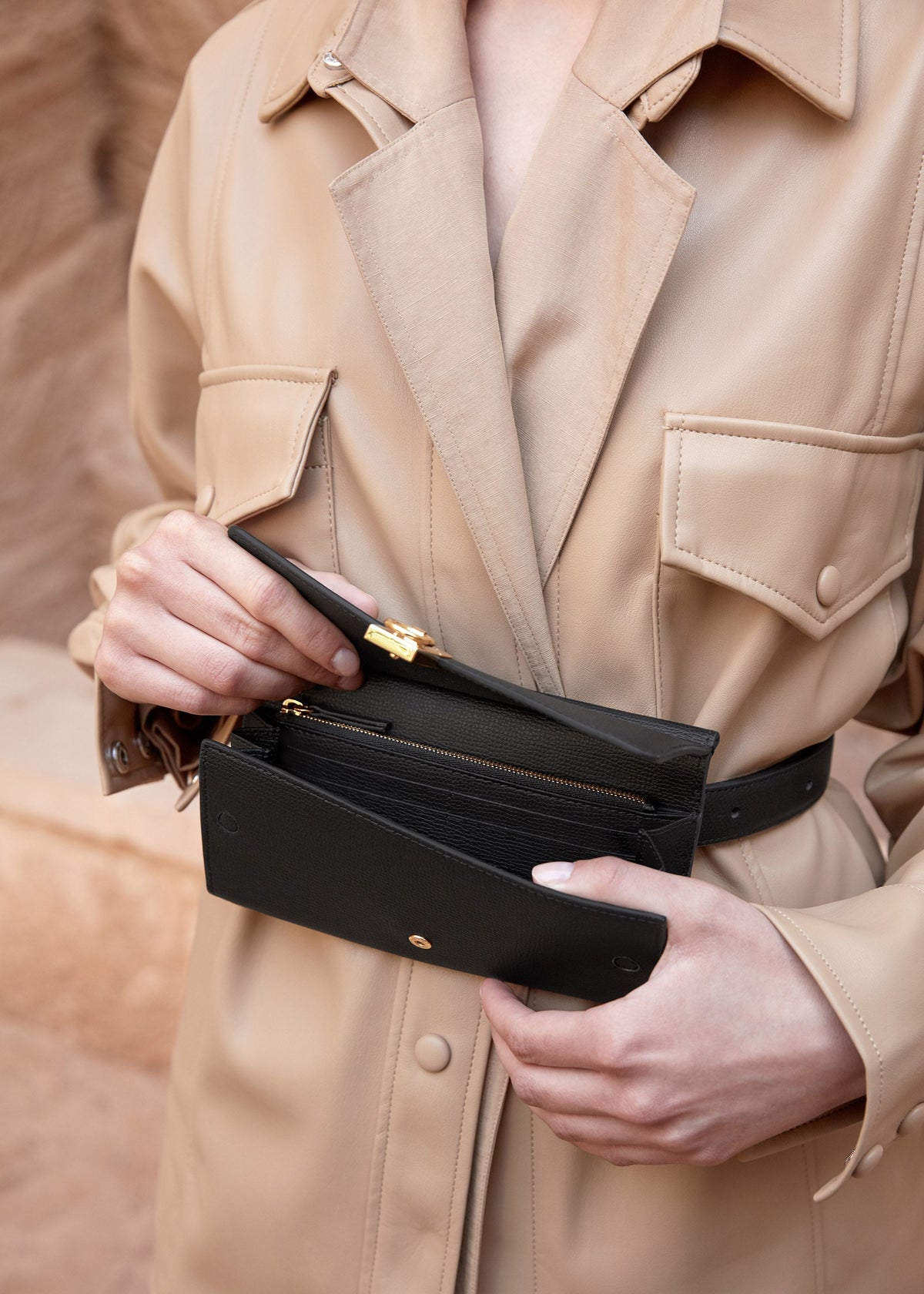 Portefeuille Numéro Sept ceinture - Noir Grainé