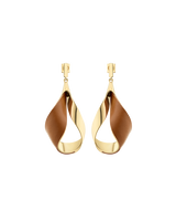Boucles d’oreilles pendantes Ormé - Dorée Cuir Camel