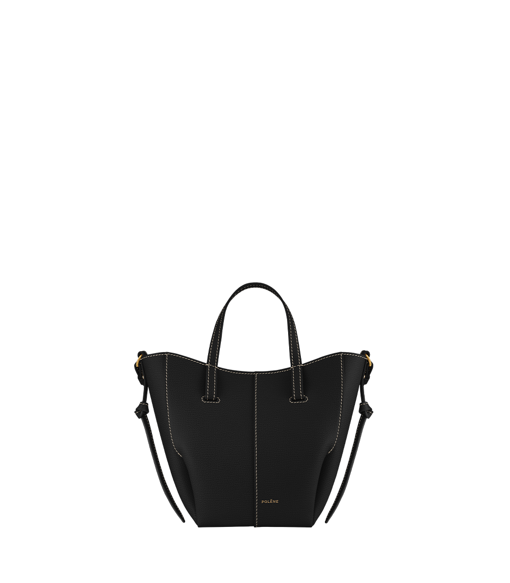 Cyme Tote Nano - Noir Grainé Coutures Écrues