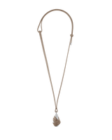 Pendentif Ormé - Argentée Cuir Taupe