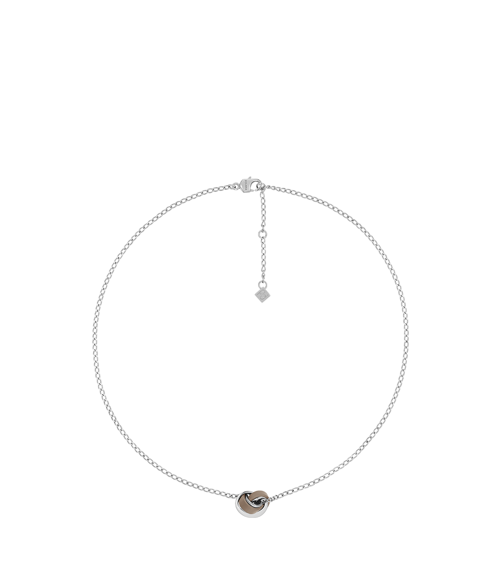 Collier Ormé - Argentée Cuir Taupe