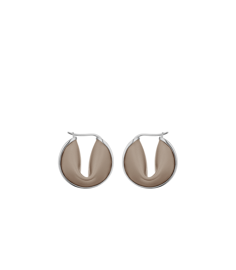 Créoles Ormé - Argentée Cuir Taupe