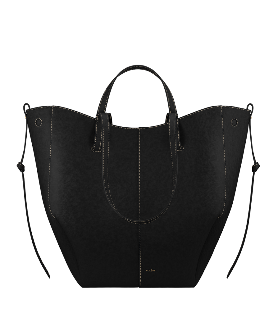 Cyme Tote - Noir Grainé Coutures Écrues